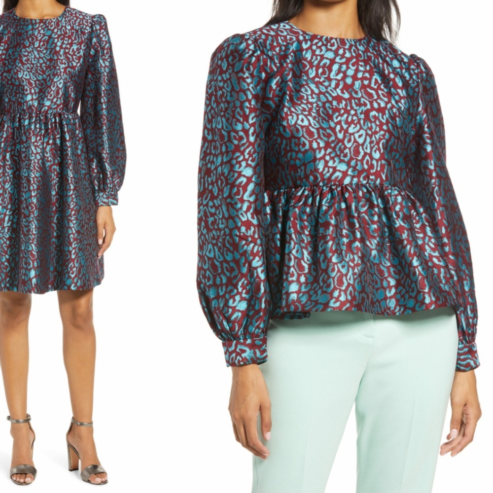 Halogen burgundy and turquoise shirt